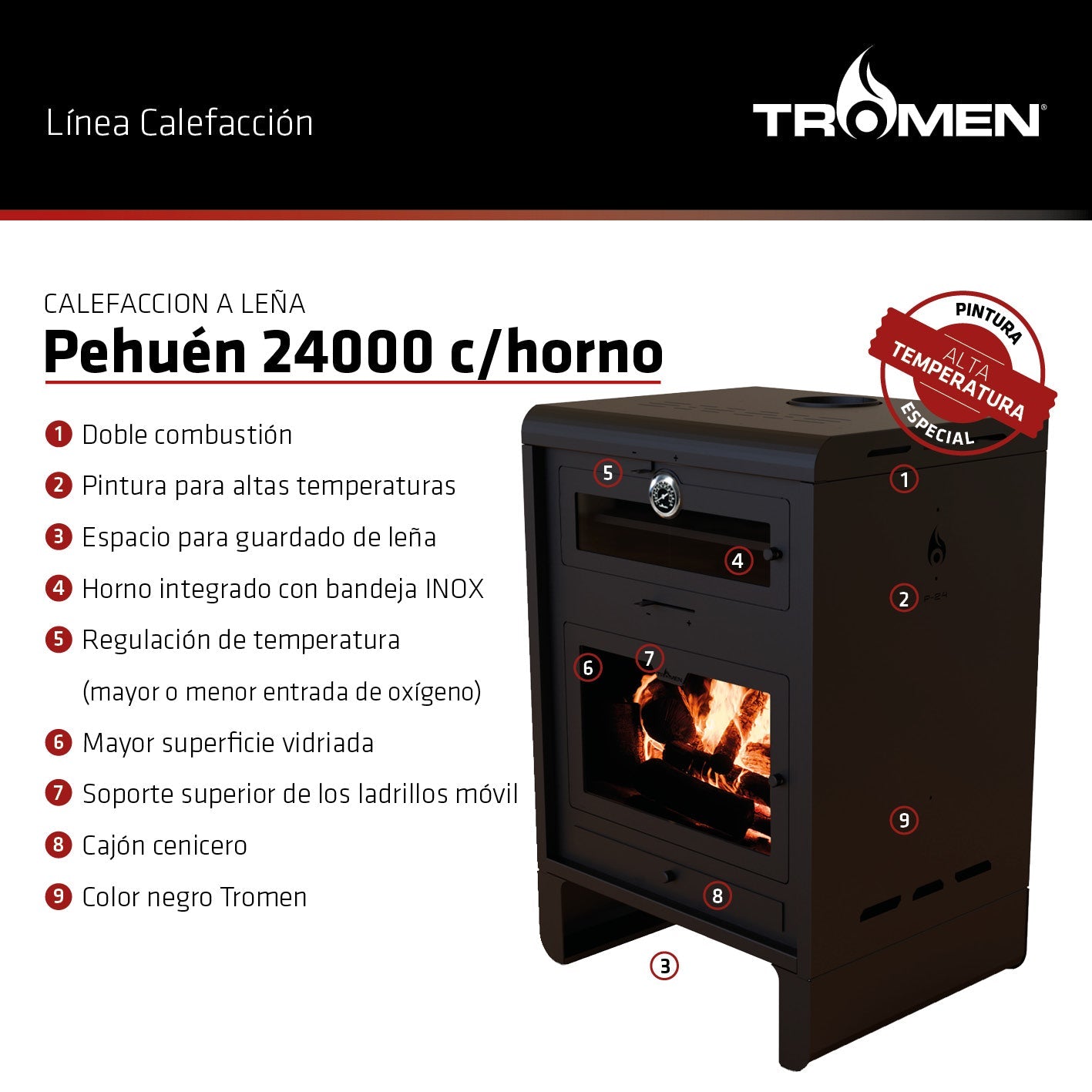 Calefactor P24 con Horno (180m2) NEW