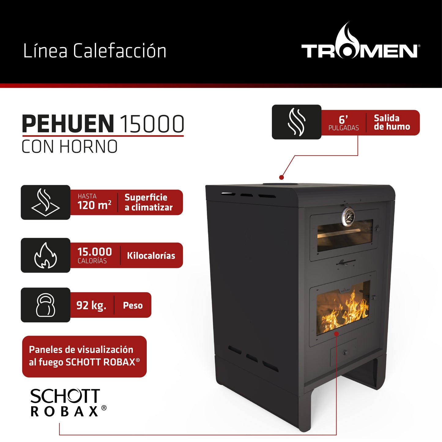 Calefactor P15 con Horno (120m2)