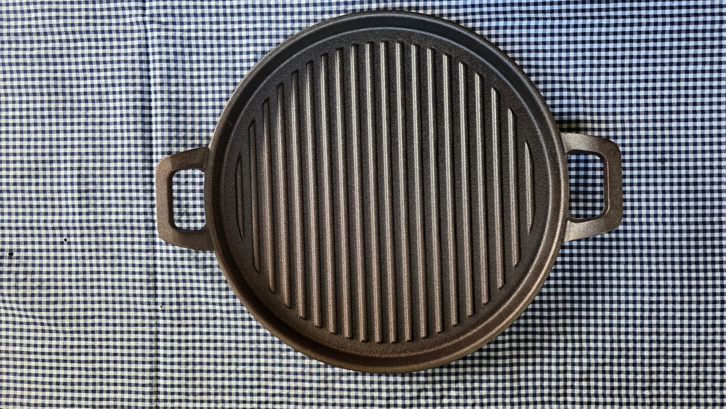 Sartén Grill de Hierro Fundido — Tipo Plancha con Grilla