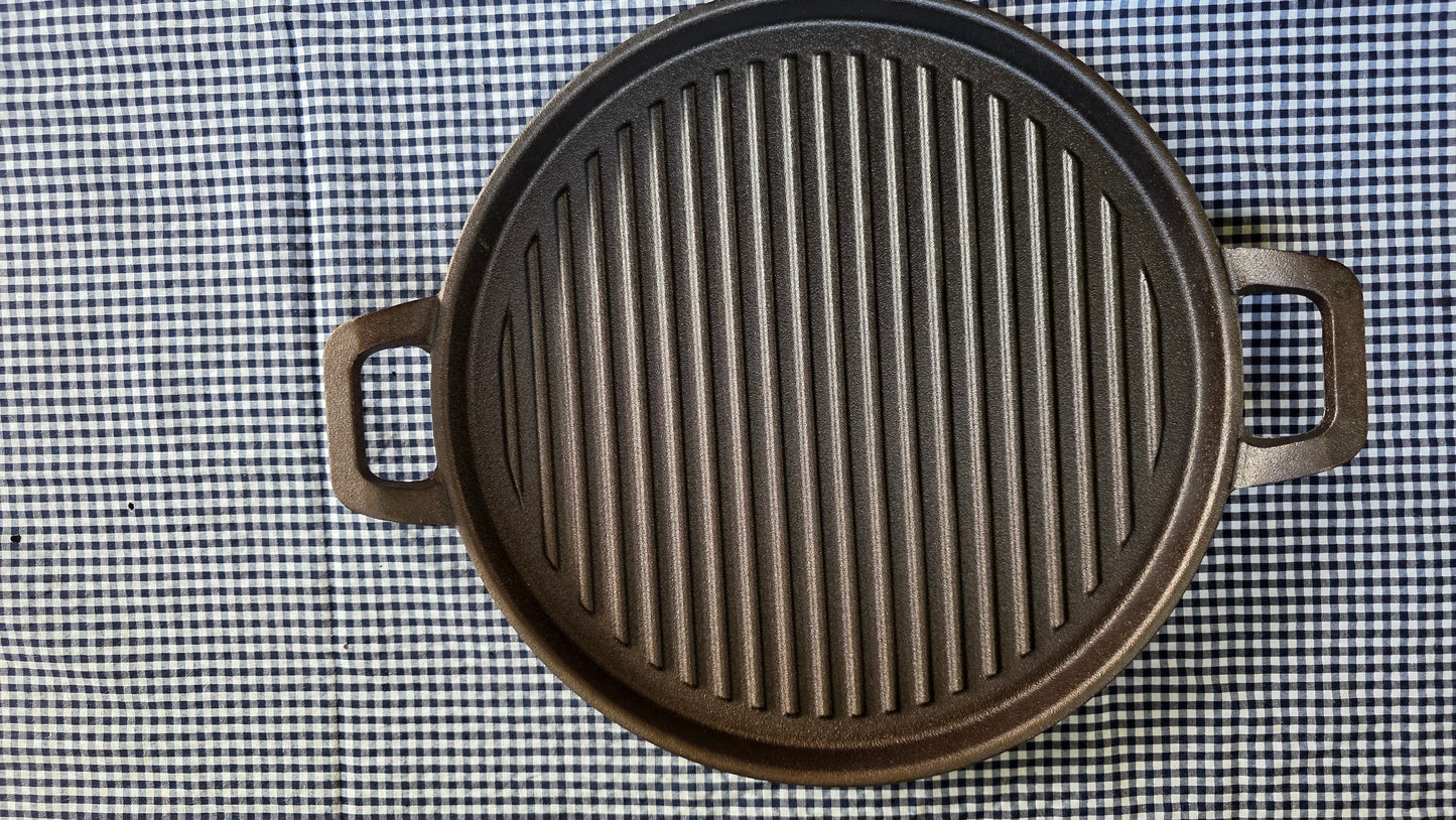 Sartén Grill de Hierro Fundido — Tipo Plancha con Grilla