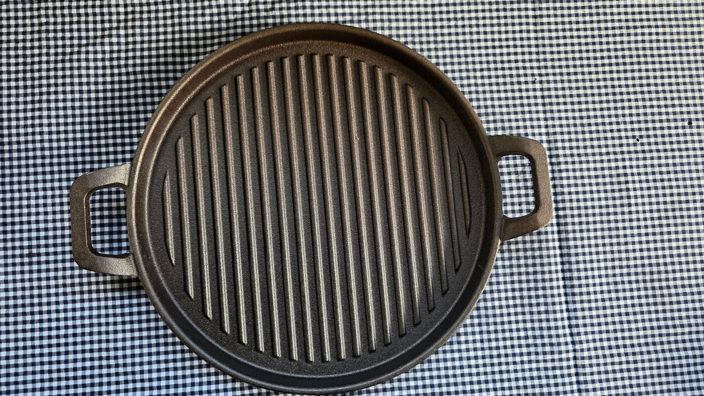 Sartén Grill de Hierro Fundido — Tipo Plancha con Grilla