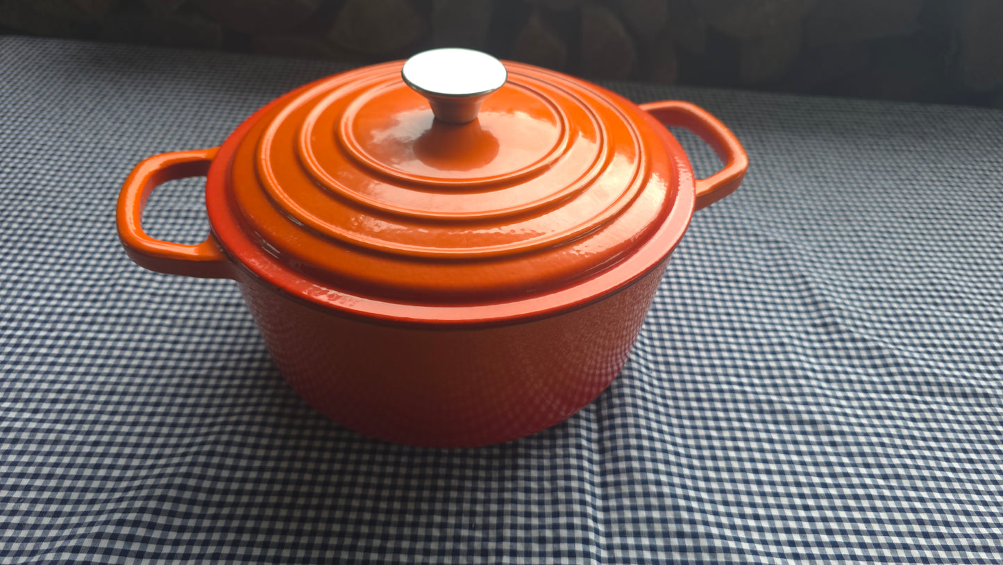 Cacerola Enlosada con Tapa | Varios Colores Disponibles (Naranja, Blanco, Gris, Rojo) 4.9L