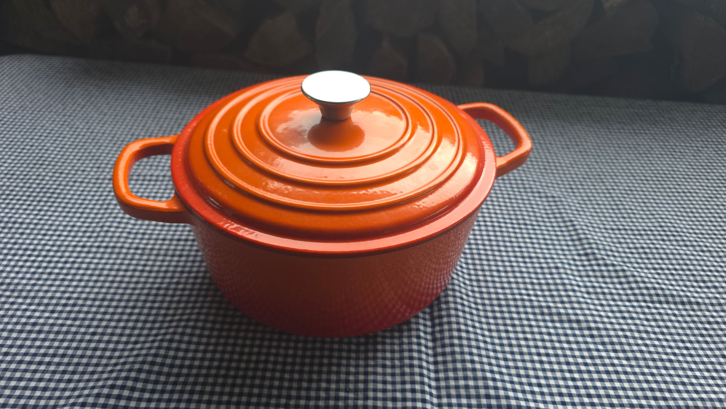 Cacerola Enlosada con Tapa | Varios Colores Disponibles (Naranja, Blanco, Gris, Rojo) 4.9L