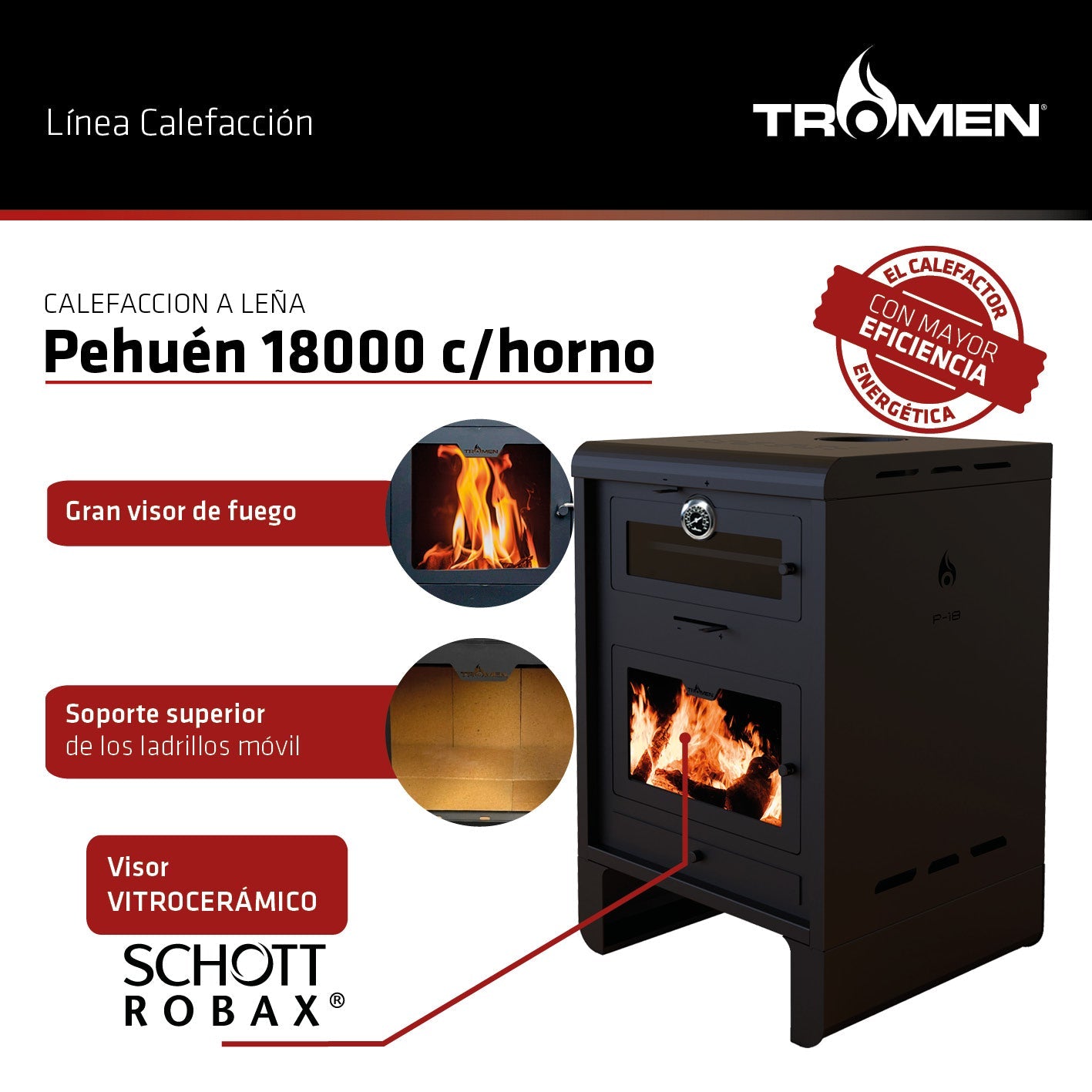 Calefactor P18 con Horno (160m2) NEW