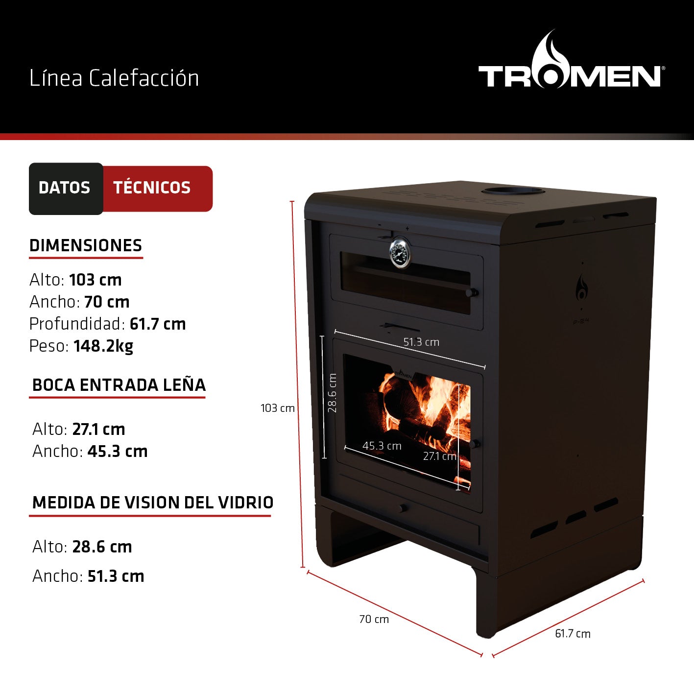 Calefactor P24 con Horno (180m2) NEW