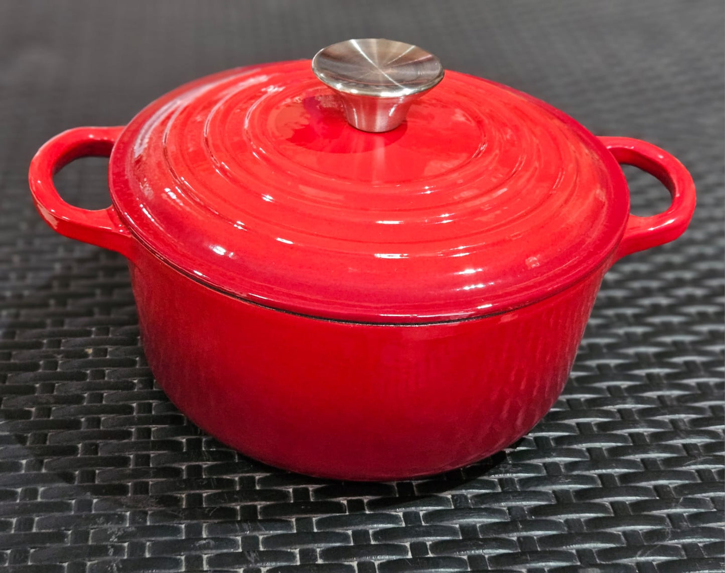 Cacerola de hierro enlozada Roja con tapa 21 cm