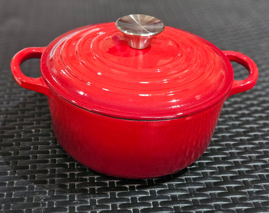 Cacerola de hierro enlozada Roja con tapa 21 cm