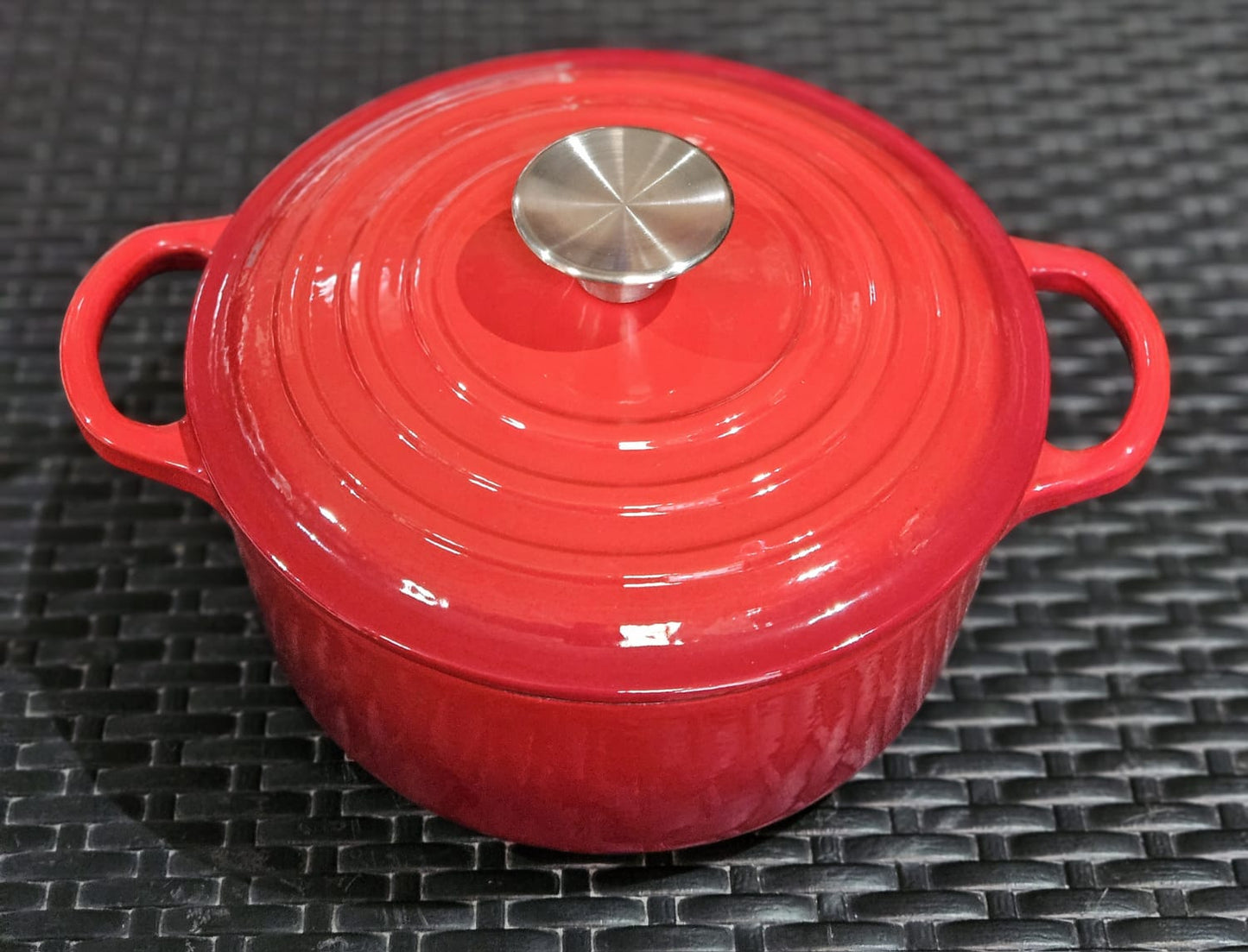 Cacerola de hierro enlozada Roja con tapa 21 cm