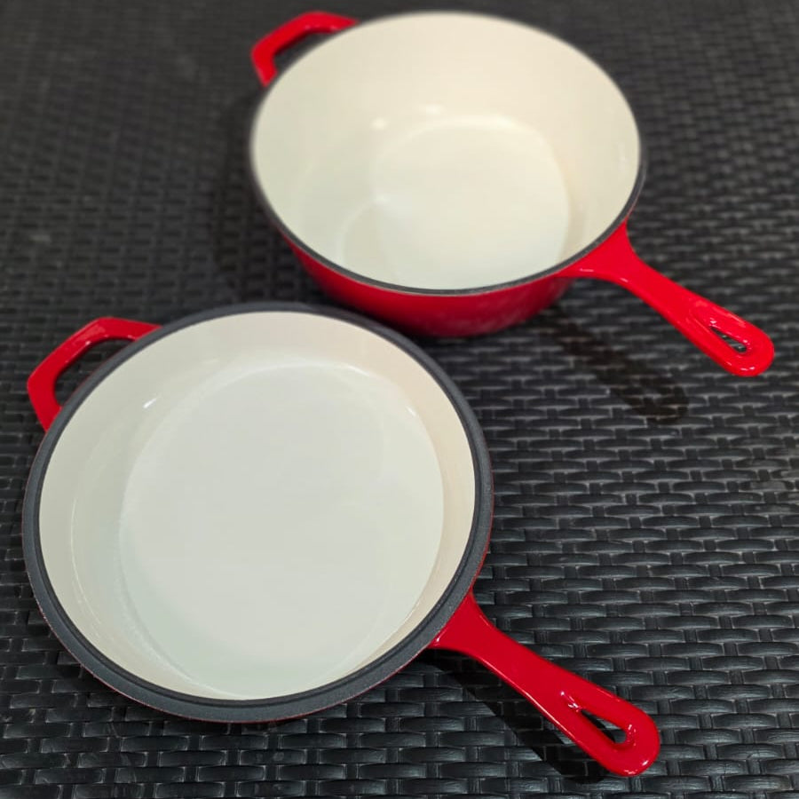 Cacerola Enlozada Roja 26 cm con Tapa Multifuncional